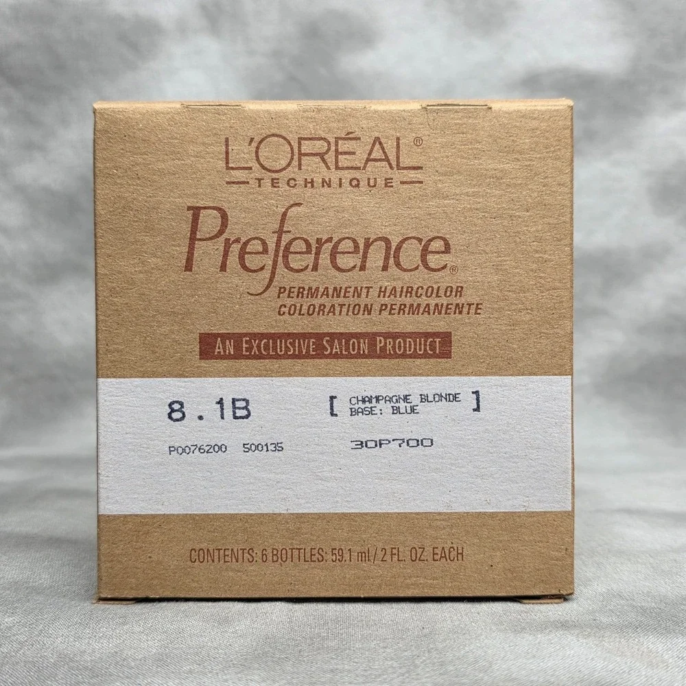 Loreal‎ Preference 8.1B CHAMPAGNE BLONDE Hair Color - FULL BOX of 6 - 2 oz ea
